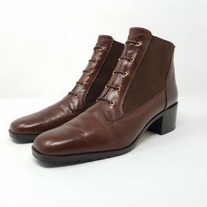 Prevata Brown Leather Square Toe Chelsea Boots